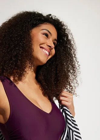 Costum de baie shape cu efect modelator mediu, decolteu în V • mov întunecat • magazin bonprix