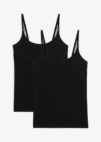 Top do karmienia piersią z bawełny organicznej (2 szt.) • czarny • sklep bonprix