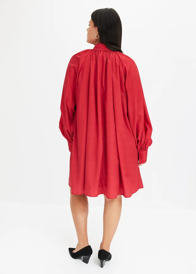 Blousejurk met strik, Kleur: chilirood