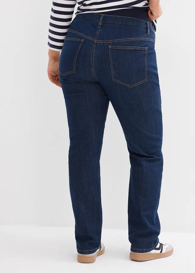 Zwangerschapsjeans van biologisch katoen, straight leg, Kleur: donkerblauw denim