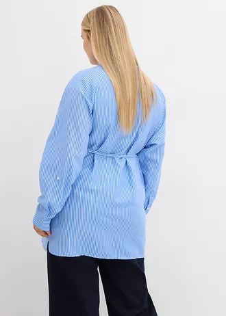 Lange zwangerschapsblouse/voedingsblouse, Kleur: middenblauw-wit gestreept