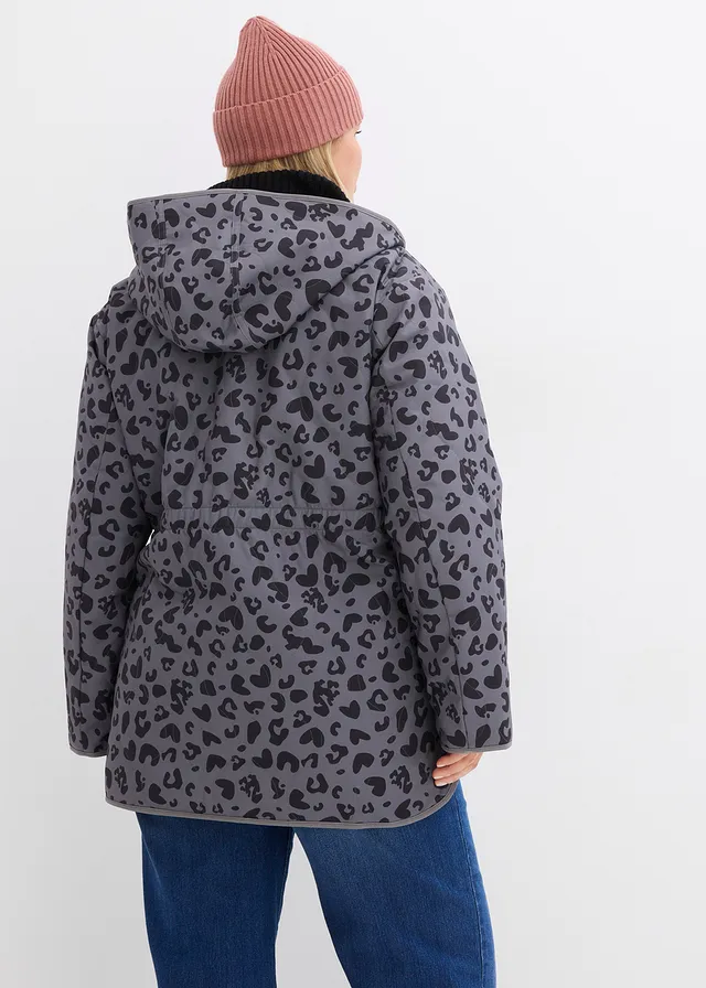 4-in-1 omkeerbare zwangerschapsjas / draagjas, Kleur: rookgrijs+leoprint