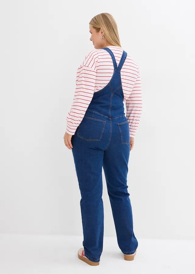 Salopette de grossesse à largeur ajustable, jambes droites, Couleur: bleu denim