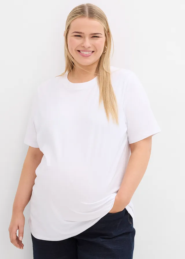 Lot de 2 T-shirts de grossesse en coton, Couleur: noir / blanc