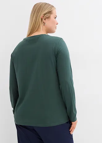 Bluză de gravide și de alăptare din bumbac organic 100% (set/2 buc.), culoare: verde-umbră+negru