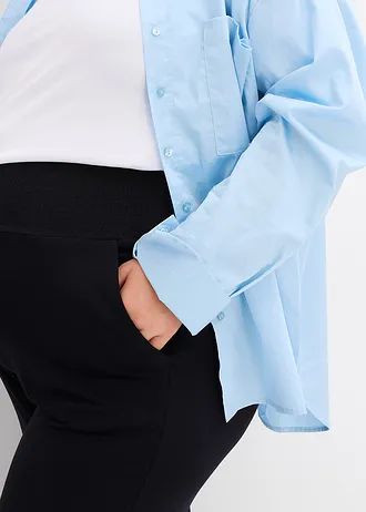 Zwangerschapsbroek van jersey met gesmokte tailleband, straight • zwart plus size • bonprix online shop