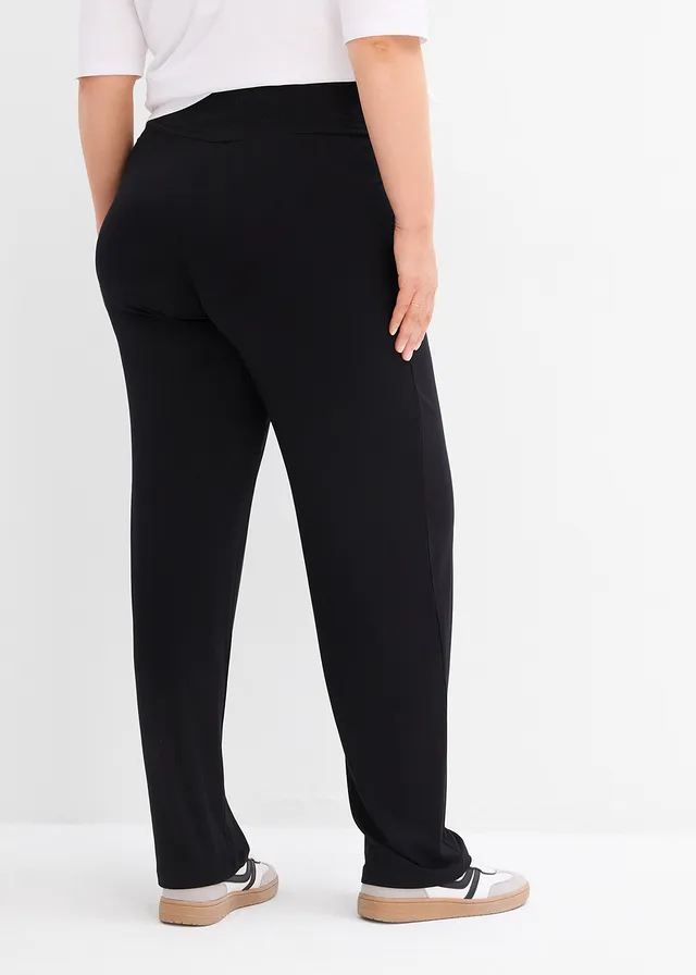 Zwangerschapsbroek van jersey met gesmokte tailleband, straight, Kleur: zwart