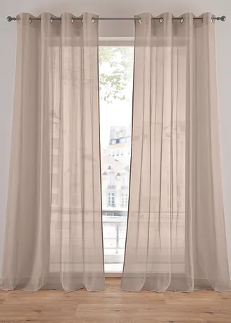 Gordijn van fijne batiststructuur (1 stuk), Kleur: taupe