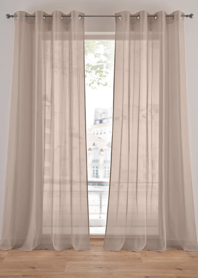 Gordijn van fijne batiststructuur (1 stuk), Kleur: taupe