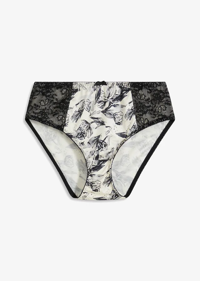 Maxislip met glanzend materiaal • natuurbeige-zwart gebloemd • bonprix online shop