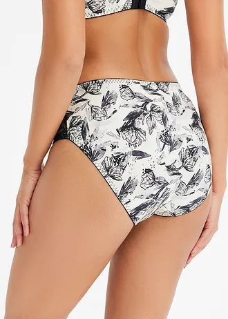 Figi maxi z połyskującego materiału • beżowo-czarny w kwiaty • sklep bonprix