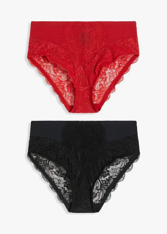 Chiloți maxi (2buc/pac) • negru-roşu-salsa • magazin bonprix