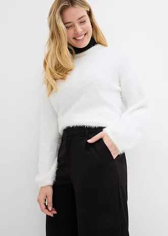 Široké kalhoty se sklady v pase, z viskózové směsi • černá • bonprix obchod