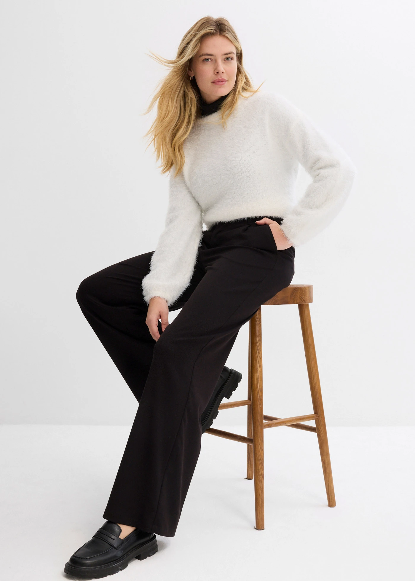 Bandplooibroek met hoge tailleband • zwart • bonprix online shop