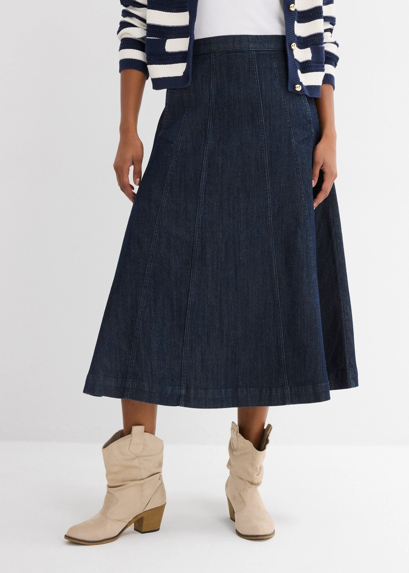 Spódnica jeansowa midi • ciemnoniebieski denim • sklep bonprix