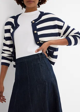 Fustă de blugi cu lungime midi • albastru profund denim neprespălat • magazin bonprix