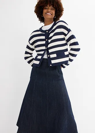 Midi farmerszoknya • mélykék denim, mosatlan • bonprix áruház