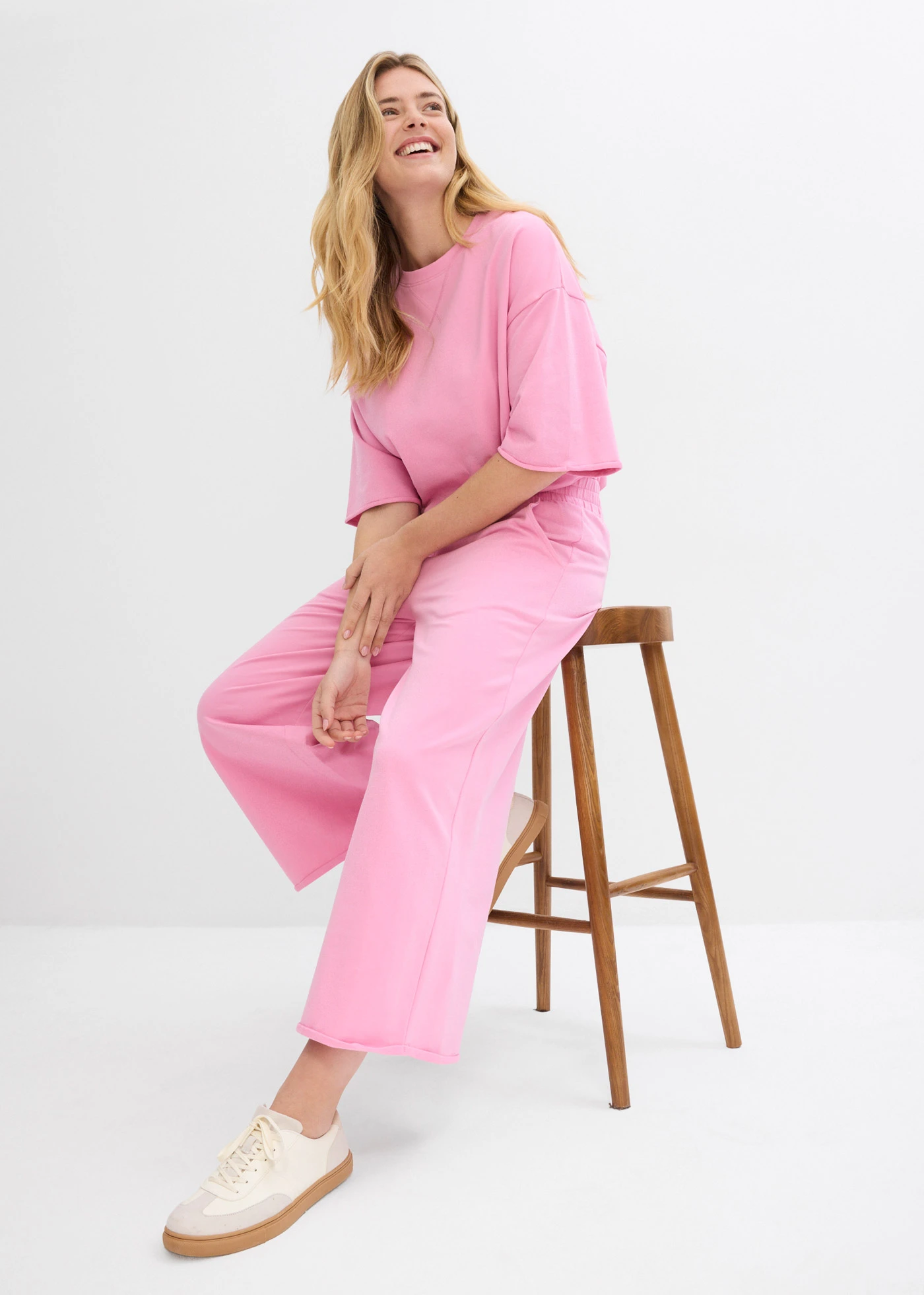 Pantalon sweat 7/8 large en coton • rose glycine • product-page.page-title-suffix