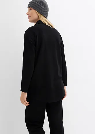 Lang sweatvest met zakken, Kleur: zwart