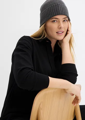 Lang sweatvest met zakken • zwart • bonprix online shop