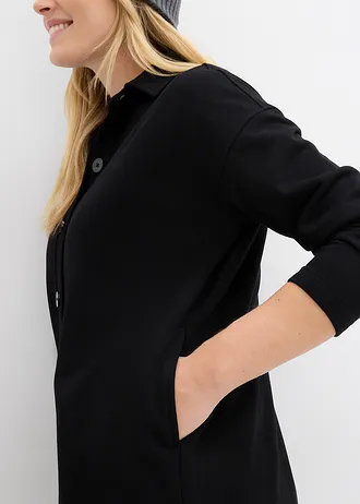 Lang sweatvest met zakken • zwart • bonprix online shop