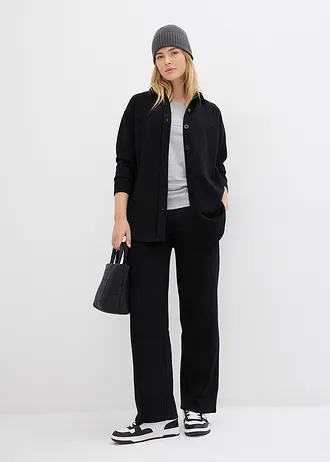 Lang sweatvest met zakken, Kleur: zwart