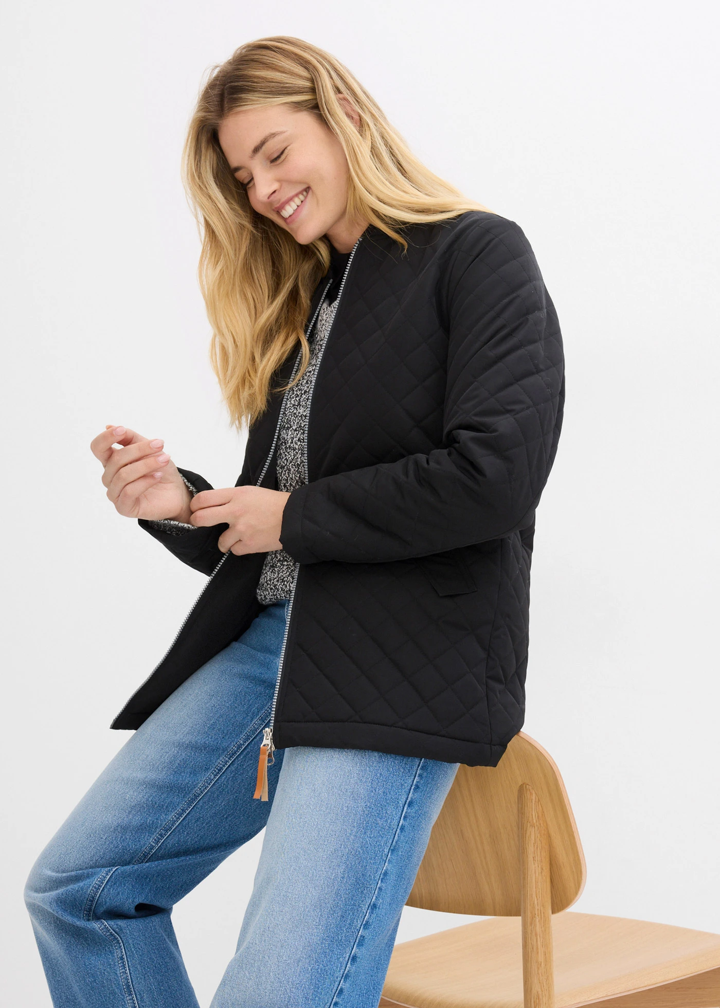 Lange gewatteerde jas • zwart • bonprix online shop