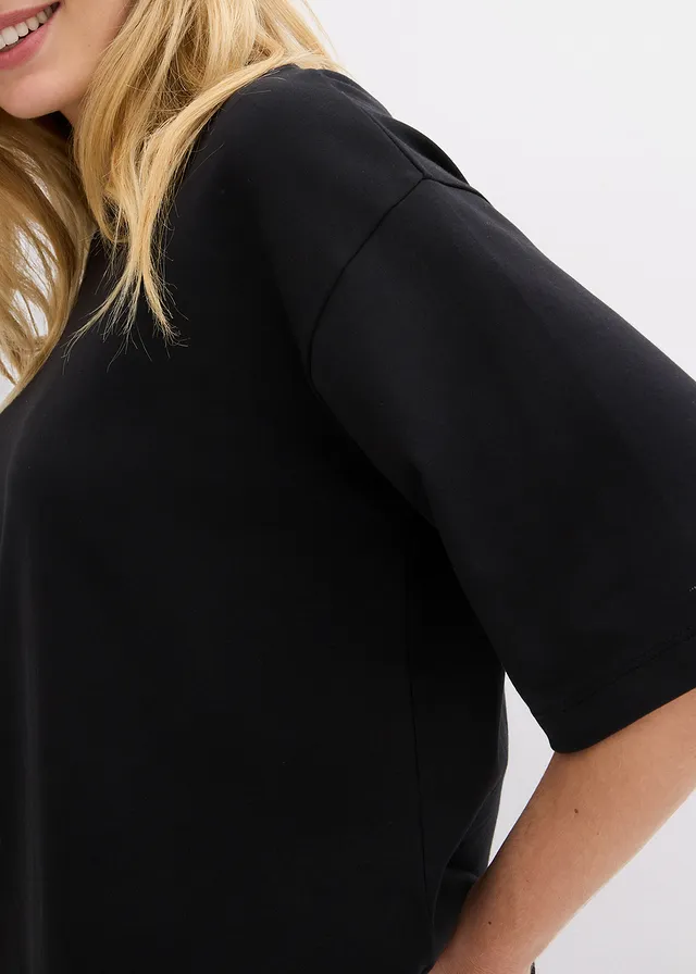 Longshirt van interlock • zwart • product-page.page-title-suffix