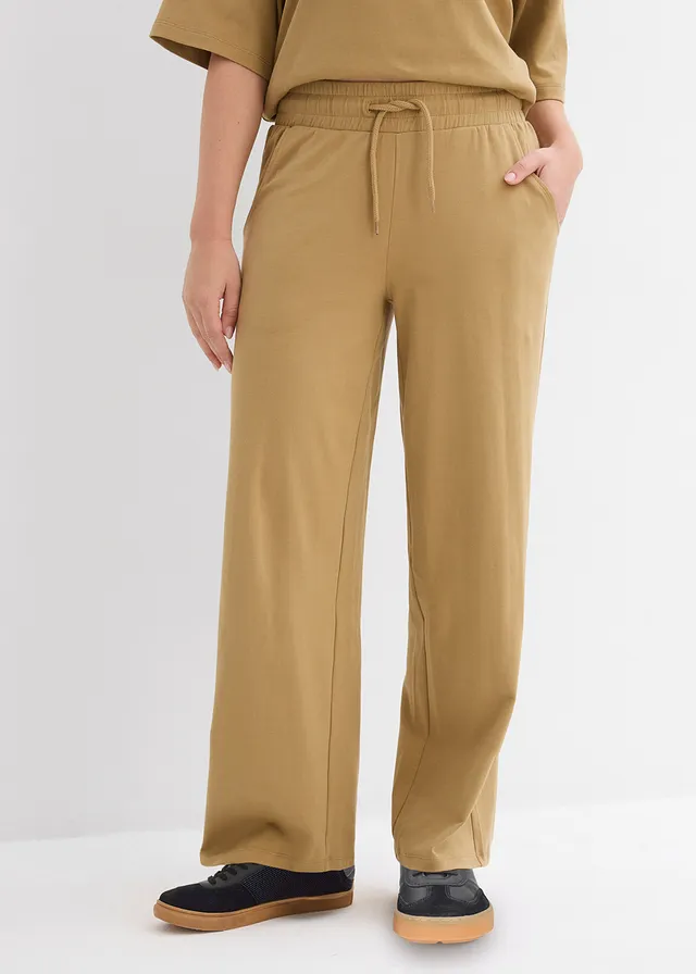 Wijde jersey broek van interlock • kakibruin • product-page.page-title-suffix