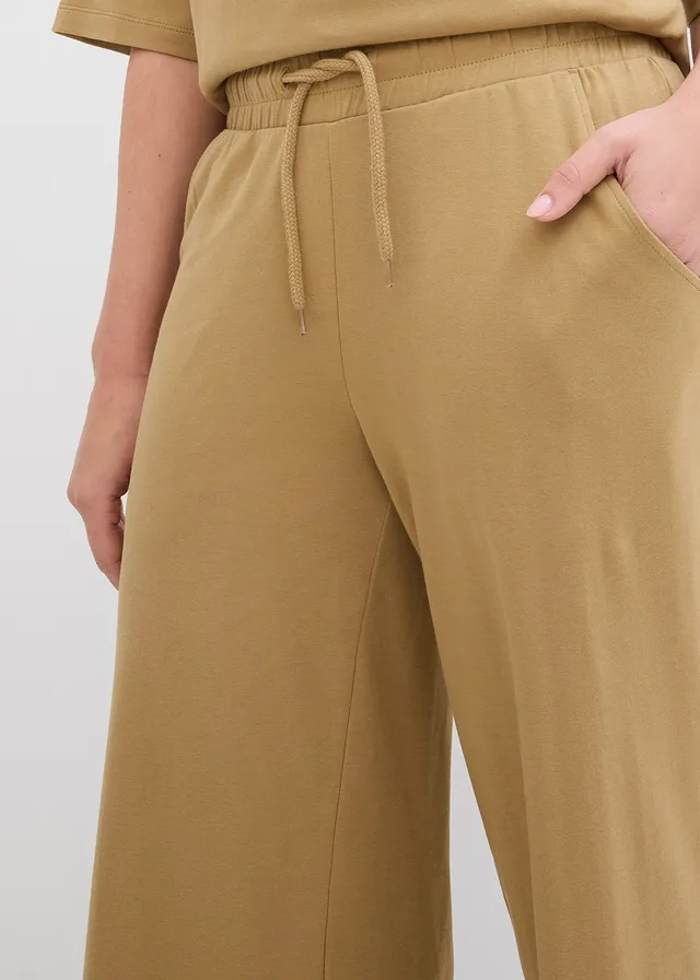 Wijde jersey broek van interlock • kakibruin • product-page.page-title-suffix