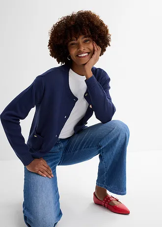 Dżinsy wide leg, mid waist • jasnoniebieski denim "used" • sklep bonprix