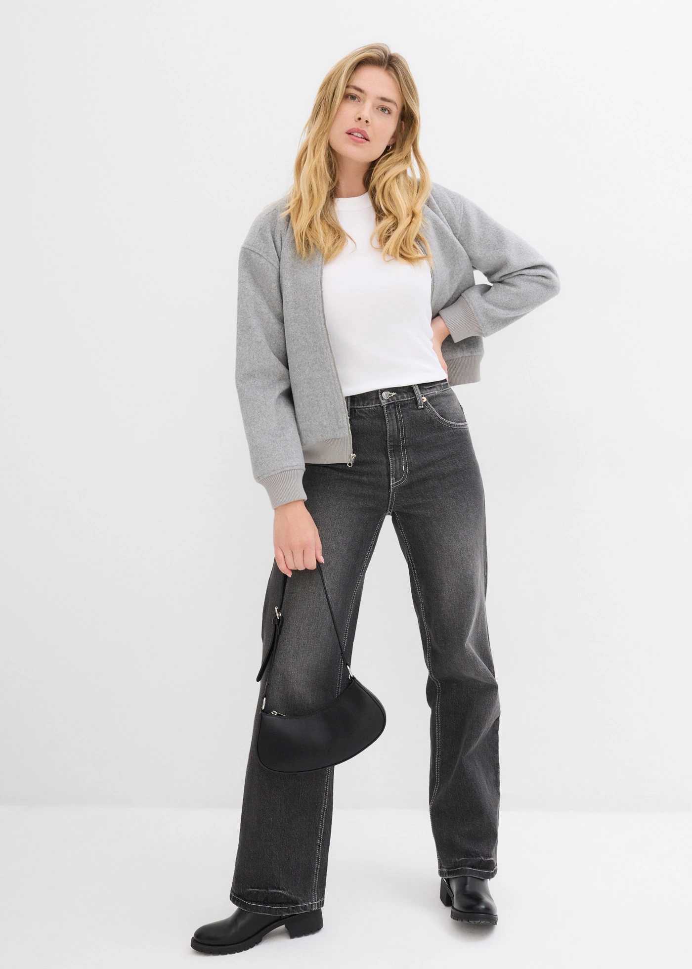 Geribd shirt met korte mouwen (set van 2) • wit/zwart • bonprix online shop