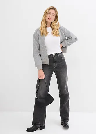 Geribd shirt met korte mouwen (set van 2) • wit/zwart • bonprix online shop