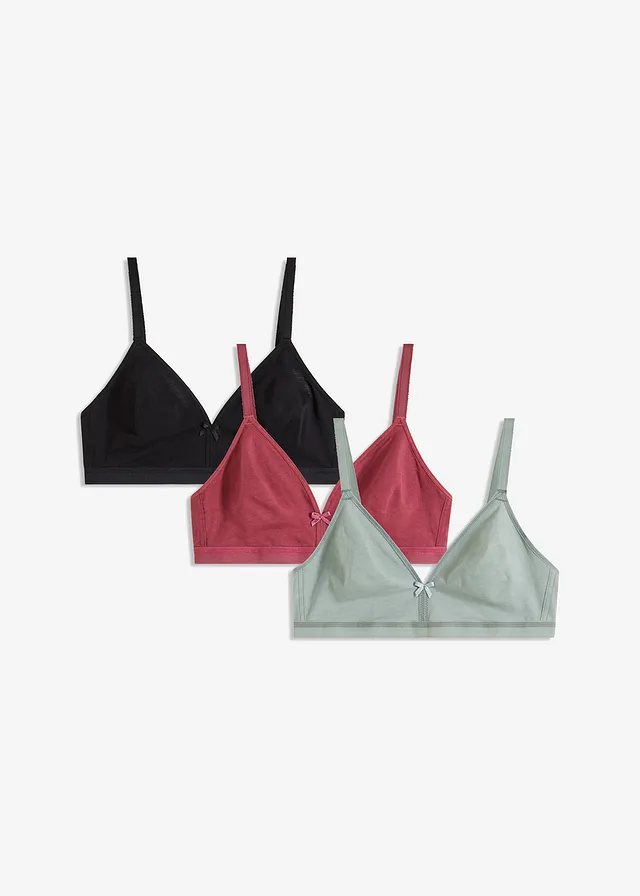 Sutien fără armătură cu bumbac organic (set/3 buc.)
