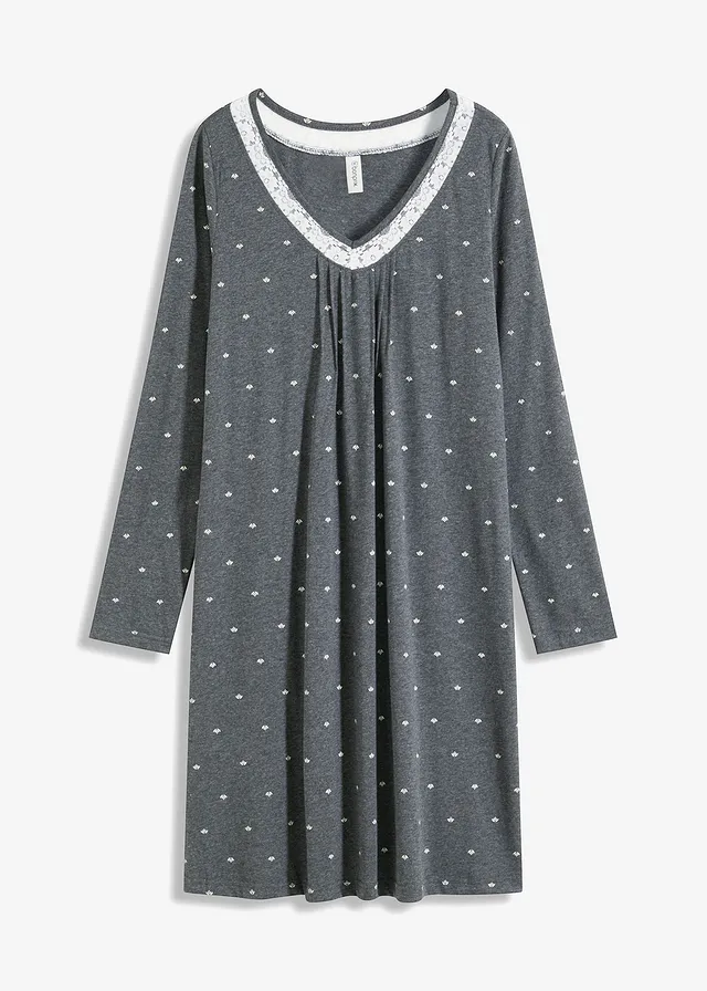 Chemise de nuit, Couleur: anthracite chiné/blanc cassé