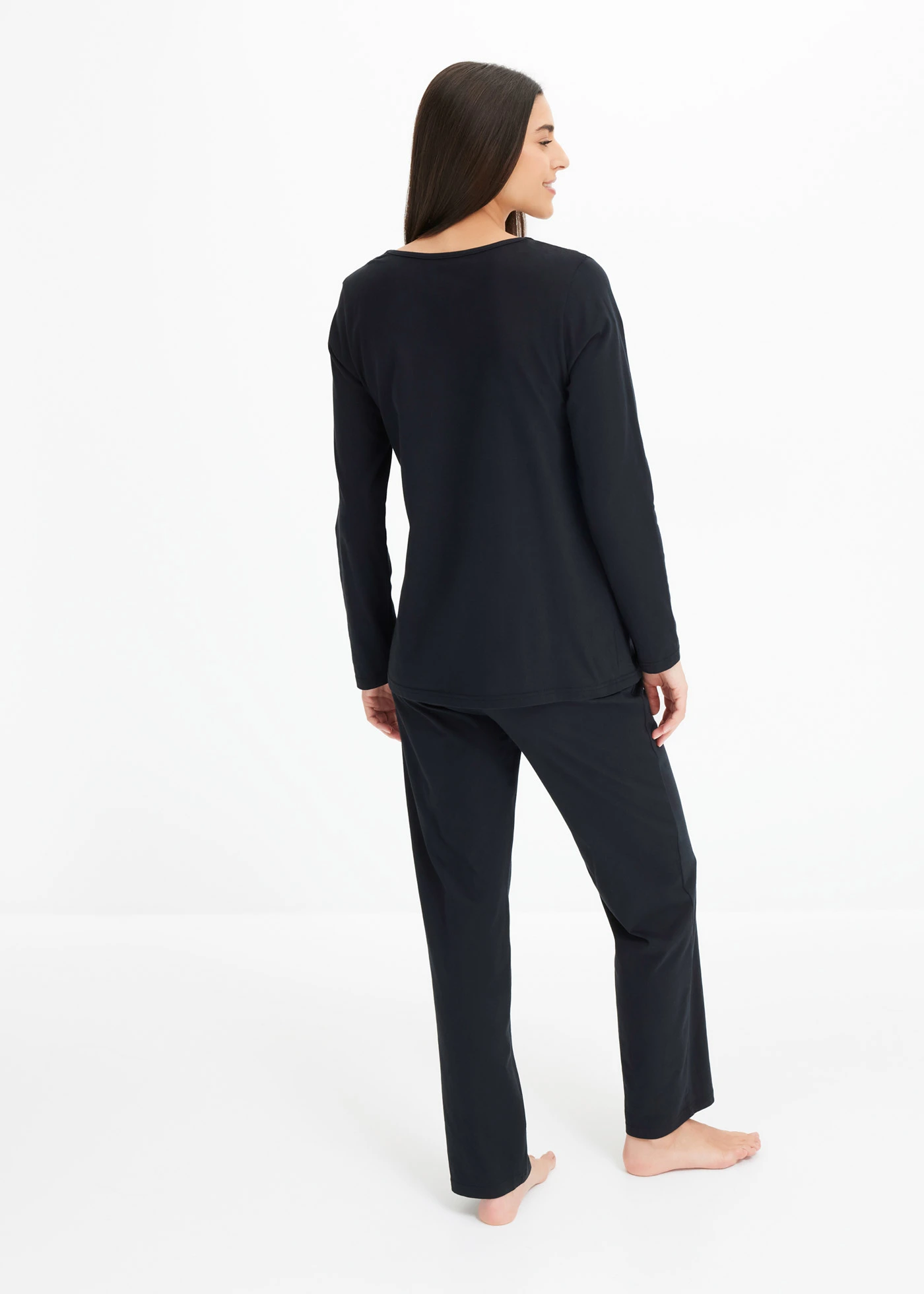 Pijama din bumbac moale • negru • magazin bonprix