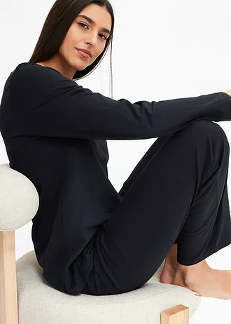 Pijama din bumbac moale • negru • magazin bonprix