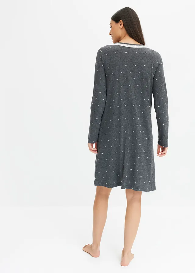 Chemise de nuit, Couleur: anthracite chiné/blanc cassé