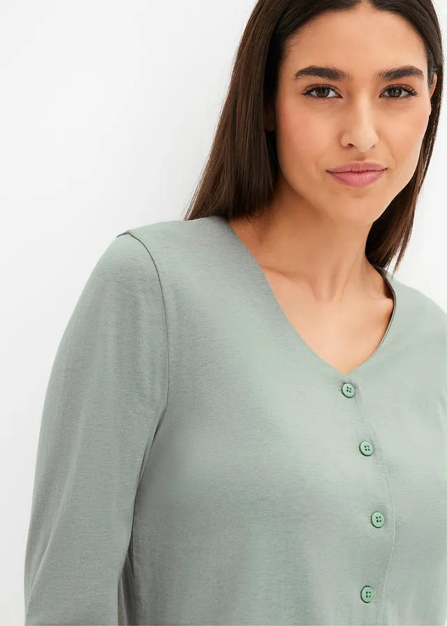 Pyjama avec patte de boutonnage • gris vert/naturel chiné à fleurs • product-page.page-title-suffix