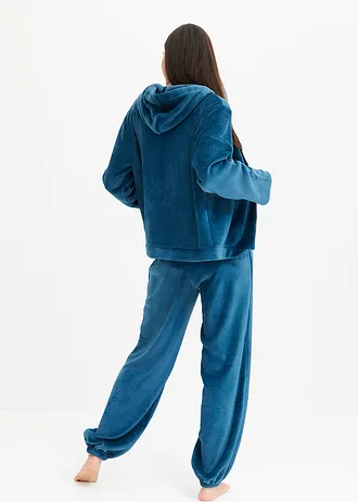 Fleece huispak, Kleur: blauwpetrol gestreept