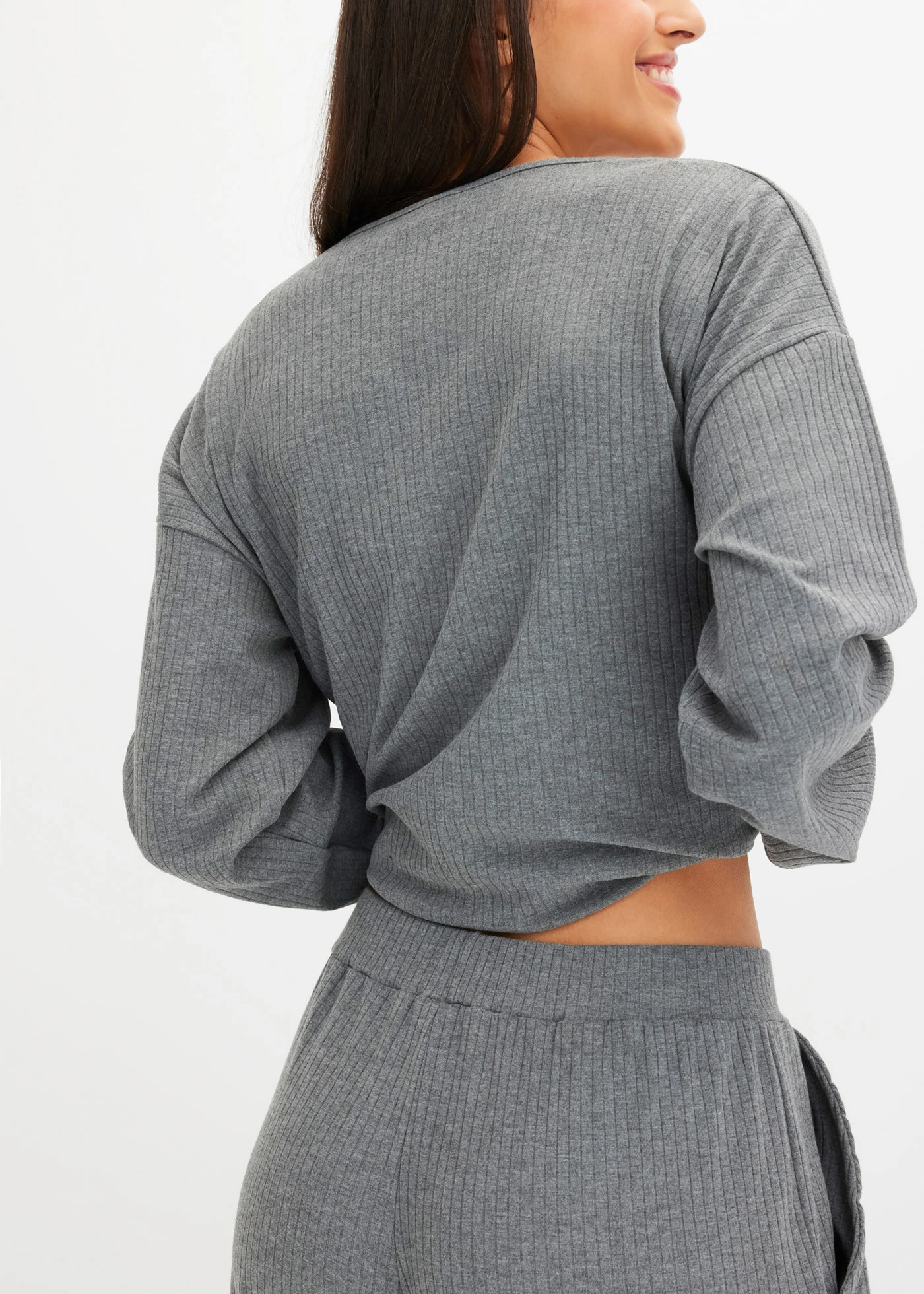 Ensemble d'intérieur en matière côtelée douce • gris chiné chiné • Boutique bonprix