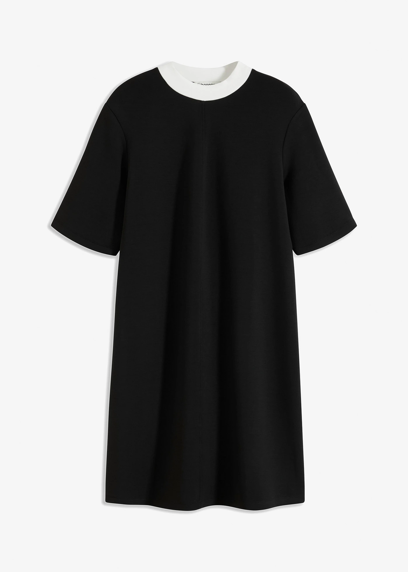 Mini jurk van scuba met turtleneck • zwart/wolwit • bonprix online shop