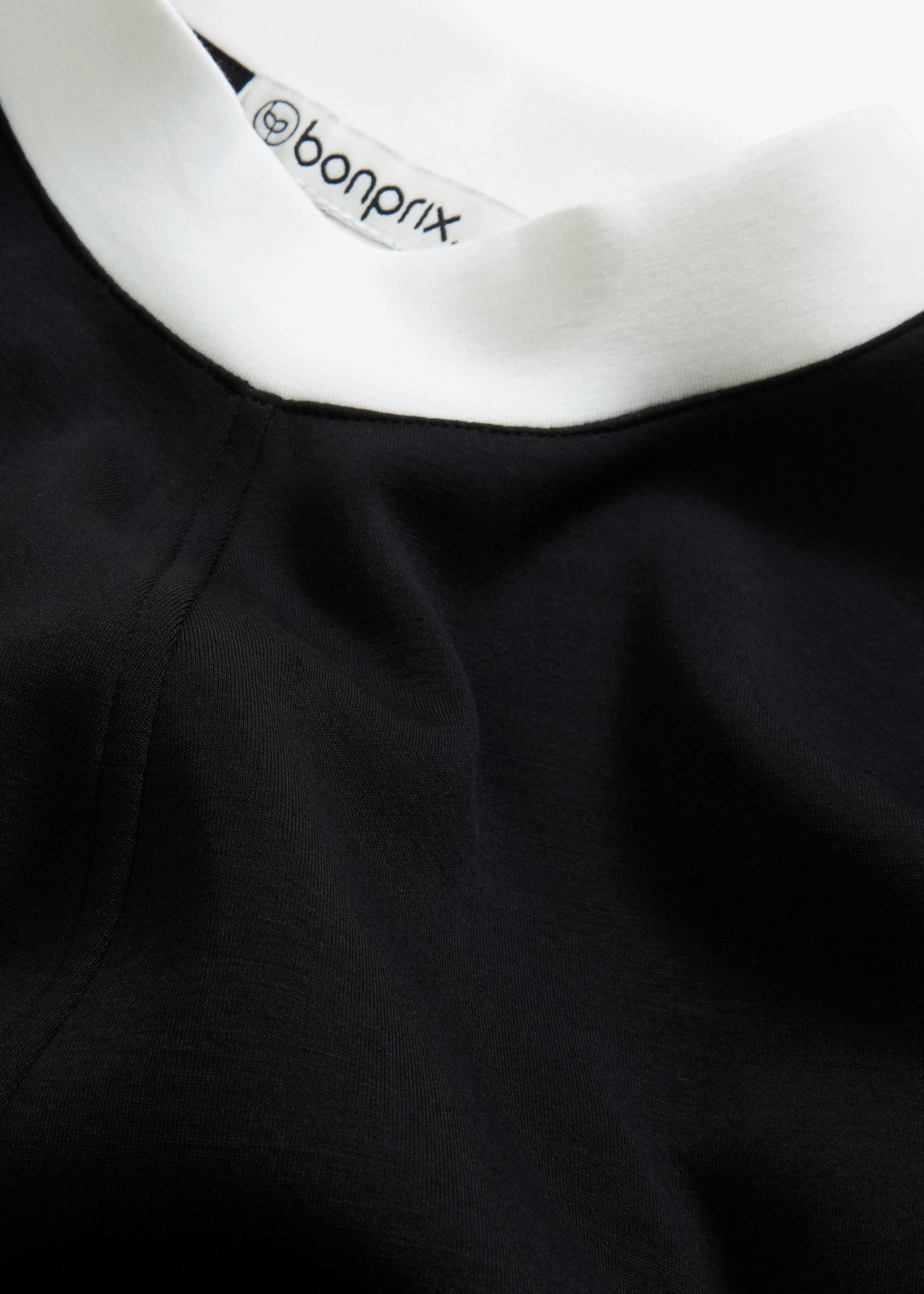 Mini jurk van scuba met turtleneck • zwart/wolwit • bonprix online shop