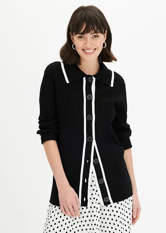 Cardigan în stil elegant • negru/ecru • magazin bonprix