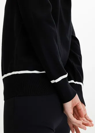 Cardigan cu model în V • negru/ecru • magazin bonprix