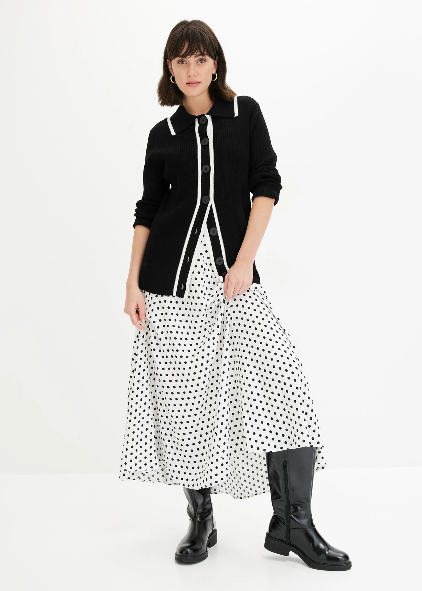 Cardigan în stil elegant • negru/ecru • magazin bonprix