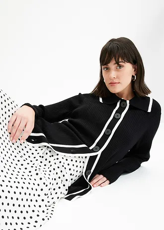 Cardigan în stil elegant • negru/ecru • magazin bonprix