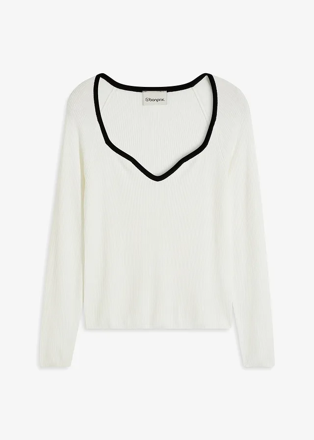 Pulover din fire delicate, cu bordură deco