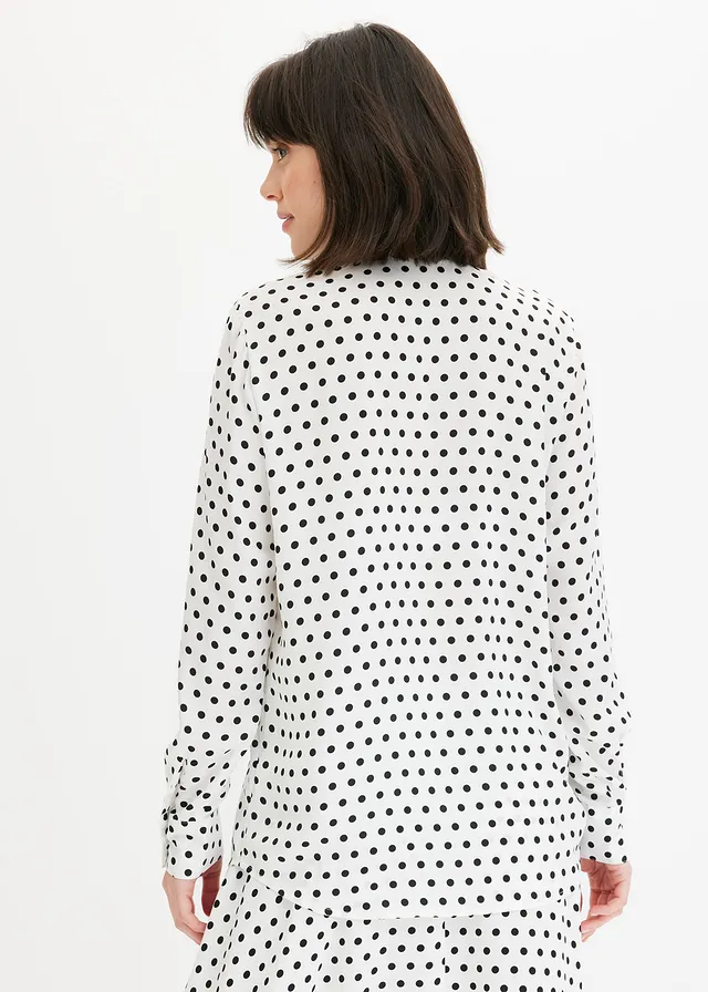 Chemisier fin en satin • blanc pois noir • product-page.page-title-suffix