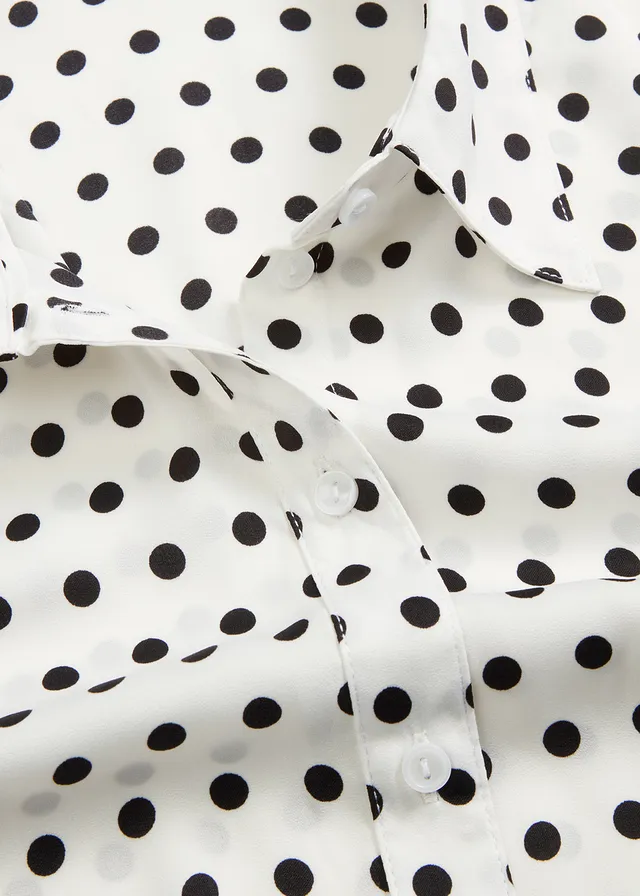Chemisier fin en satin • blanc pois noir • product-page.page-title-suffix